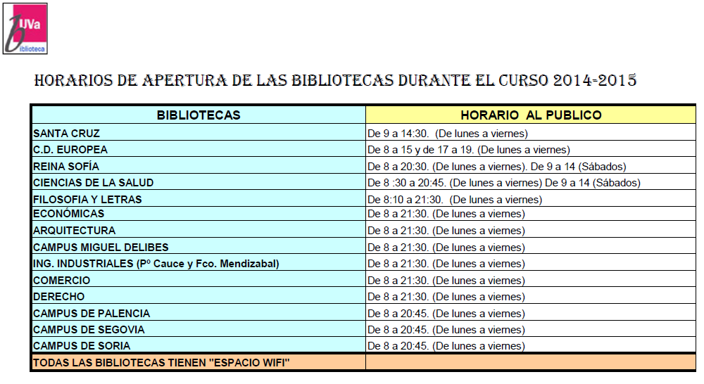 Horario curso 2014-15